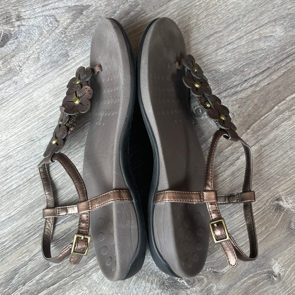 Vionic Julie II Thong Sandals Bronze Floral Womens 9‎ UK 7 EU 41 - Picture 4 of 8